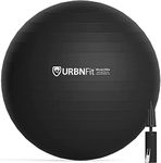 URBNFit Exercise Ball - Yoga Ball for Workout, Pilates, Pregnancy, Stability - Swiss Balance Ball w/ Pump - Fitness Ball Chair for Office, Home Gym, Labor- Black, 30 in