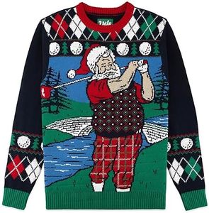 The Ugly Sweater Co. Mens Sports Golf Sports Ugly Christmas Sweater for Holiday Fun Design, Snug Fit Breathable Crewneck (Twilight, Small)