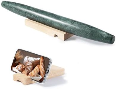Erongoo French Marble French Rolling Pin with Wooden Resting Base, 15 inch Kitchen Baking Tool for Baking with Non-Stick Surface, Ideal as a Dough Roller for Pie Crust, Cookie, Pasta
