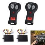 HMRCYTE Winch Remote Control, 12V Wireless Winch Remote Control Kit, Universal Electric Winch Remote Switch, Winch Remote Controller, Suitable for Car Truck Jeep Small Trailer ATV SUV, 2pc Black