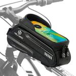 HELI MIAO Bike Handlebar Bag with Mobile Phone Holder, Bicycle Frame Top Tube Pouch, Waterproof Cycle Cell Phone Mount with Touch Screen Window