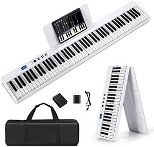 COSTWAY 88-Key Foldable Digital Piano Keyboard, Full Size Semi-Weighted Keyboards with MIDI, Split Function, Sustain Pedal & Carrying Bag, Portable Electric Pianos for Beginner, Kids, Adult (White)