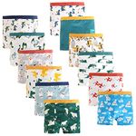 JackLoveBriefs Boys Boxer Shorts Cotton Dinosaur Polar Bear Pattern Boxer Brief Underwear 12 Pack, 5-7 Years, Blue, Size: L