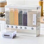 HomeCloud Rice Dispenser and Storage Container: Airtight Lid, Stand, and Glass Design for Kitchen Organization and Pantry Storage (White)