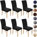 BESBESME Dining Chair Covers Washable Stretch Parson Chair Slipcovers Kitchen Large Seat Covers Removable for Dining Room,Hotel,Restaurant Set of 6,Black,L