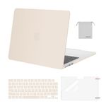 MOSISO Compatible with MacBook Air 13 inch Case 2024 2023 2022 M3 A3113 M2 A2681 Touch ID, Plastic Hard Case&Keyboard Cover&Screen Film&Pouch Compatible with MacBook Air 13.6 inch Case,Beige