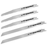 NEWURBAN 5 Pack Stainless Steel Reciprocating Saw Blades 5TPI 9 in / 23 cm - 3pcs, 3TPI 12 in / 30 cm - 2pcs for Frozen Meat Bone Food Cutting - Bonesaw Blade