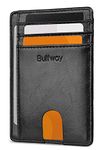 Buffway Slim Minimalist Front Pocket RFID Blocking Leather Wallets for Men Women - Alaska Black