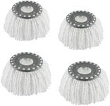 4 Replacement Mop Heads Refills for Universal 360° Spin Magic Mop, Hurricane Compatible Standard Replacement Round Spin Mop Heads Microfiber （White）