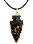 Mehrunnisa Unisex Arrowhead Obsidian Stone Om Pendant Necklace (JWL2629)