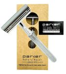 Parker Safety Razor, Model 78R 3-Piece Closed Comb Safety Razor with 5 Parker Platinum Blades Included (High Luster Chrome)