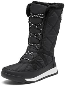 SOREL Women's Whitney ll Plus Tall Lace Waterproof Boot - Black, Sea Salt - 8.5