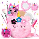 ULOVEME Kids Washable Makeup Kit for Girls 4-6 with Small Coin Purse(5.5x5.25in) - Real, Non Toxic Make Up Toy Gift- Umicorn Gift Set