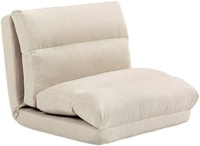 HOMCOM Canapé paresseux chauffeuse 1 place fauteuil paresseux convertible en lit fauteuil salon avec dossier inclinable sur 5 positions, charge 120 Kg, pour salon chambre et bureau, 70x72x56 cm, beige