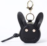 MOMINSIDE Pacifier Case Holder With Clip, Pacifier Charm Pod Cute Rabbit Bag Charm Purse Charm Clasp to Easily Attach to Diaper Bags or Purse, Holds 2 Pacifiers, Black