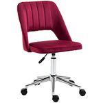 Vinsetto Mid Back Office Chair Velvet Fabric Swivel Scallop Shape Computer Desk Chair, Red