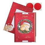 Hallmark Boxed Christmas Card for Mum - Cute Forever Friends Bear in Wreath Design, 25575215, Multicoloured