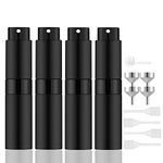 Lil Ray 8ml Portable Mini Perfume Atomizer，Refilable Empty Small Spray Bottle for Travel, Twist Tpye Pocket Cologne Sprayer, 4 Matte Black, 8ml/Matte Black