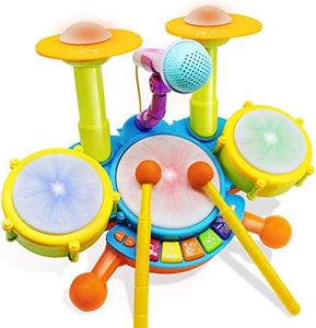 Drum Set for Toddlers 1-3, Kids Drum Set Musical Instruments, Toys for 1 2 3 Year Old Boy Birthday Gifts, Electric Drum Kit for Babies Boy Girl 6 12 18 Month