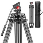 CAMBOFOTO 74" Video-Tripod-with-Fluild-Head, Professional Aluminum Heavy Duty Film Tripod Stand for Canon Nikon Sony DSLR/SLR Camera Camcorder Telescope Bnoculars (Weight 9.1 lbs, Max Load 20 lbs)