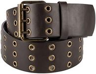 Gary Majdell Sport Men's 2" Genuine Leather Double Grommet Belt with Metal Buckle (Brown, 36)