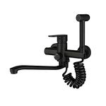 in-Wall Tap Kitchen Modern Bathroom Tap Wall Mounted 360°Swivel Spout/Bathtub Mixer- Handle Tap for Bath 2 Hole Mount for Wall with Spray Gun (30CM)