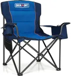 Overmont Oversized Folding Camping Chair - 450lbs Support with Padded Cushion Cooler Pockets - Heavy Duty Collapsible Chairs for Sports Garden Beach Fishing Blue