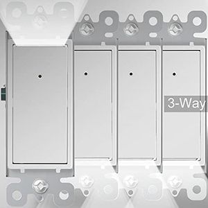 SOZULAMP 3 Way Light Switch with Night Light-Easy to Install-No Neutral Required,Illuminated Three Way Switch with Light Sensor,15 Amp 110V(4Pack,White)