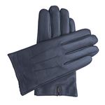 Downholme Classic Leather Cashmere Lined Gloves for Men (Dark Blue, L)