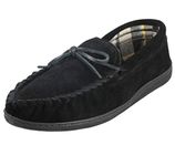 Mens Jo & Joe New England Real Suede Leather Moccasin Slippers Size 7-12 (UK 7, Black)