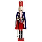 THE TWIDDLERS - 4 FT/ 1.2m Lifesize Giant Wooden Christmas Nutcracker King, Premium Handmade Pine Wood Classic Traditional Ornament, Christmas Decoration with Moving Parts