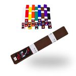 MAR |Martial Arts Coloured Plain Brown Belts Karate, Judo, Taekwondo, Jiu Jitsu, Colour Ranking Grading Belts Solid Plain Poly Cotton with 9 Rows of Stitching Durable Belts in Size (250cm)