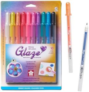 Sakura 58377 16-Piece Glaze Assorted Colors Cube Collection 3-D Glossy Ink Pen Set, Assorted, 10Pk Bright Set