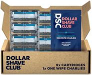 Dollar Shave Club | 6 Blade Club Series Razor Refill Cartridges, 8 Count, 1 Individual Wipe | Precision Cut Stainless Steel Blades with a Built-in Trimmer Blade | Razors for Men, Razors for Women