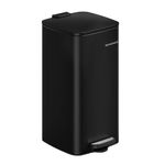 SONGMICS Kitchen Bin, 8-Gallon (30 L) Trash Bin, Steel Pedal Bin, with Inner Bucket, Soft Close and Stays Open, Ink Black LTB593B02