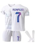 IBLAVIC Soccer Jersey Kids Youth Football Kit Boys Girls Trendy Jersey Set for Soccer Enthusiasts with Shorts and Socks 7# White 20