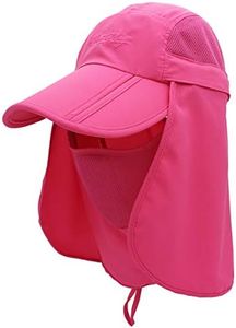 Surblue Neck Face Flap Outdoor Wide Brim Cap UV Protection UPF50+ Sun Hats Fishing Hat Quick-Drying, Rose Red