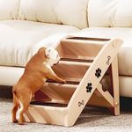 i.Pet Dog Ramp Ramps Steps Stairs, Foldable Pet Step Stair Ladder for Car Bed Indoor Home Pool Sofa Couch, Lightweight Portable Slip-Resistant Suits Small and Big Dogs Beige