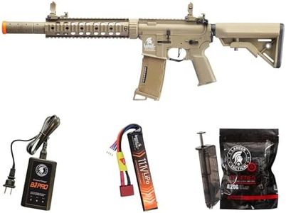 Lancer Tactical Gen 3 M4 Carbine SD 10'' Airsoft with Programmable Mosfet/ETU-Electric Full/Semi-Auto AEG Rifle (Lipo Battery & Charger Included) (TAN)
