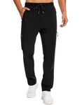 YUTYTH Men’s Joggers Quick Dry Tracksuit Bottoms Zip Pockets Running Trousers Elasticated Waist Jogging Bottoms Gym Trouser Sports Trousers Casual Sweatpants Black