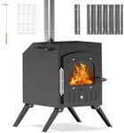 HOPUBUY Portable Wood Burning Stove, Outdoor Tent Stove with 7 Section Chimney Pipes, Larger Heating Range Camping Stove for Tent, Ice-fishing, Cookout, Hiking, Travel