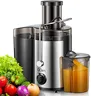 QCen Juicer Machine, 500W Centrifugal Juicer Extractor with Wide Mouth 3” Feed Chute for Fruit Vegetable, Easy to Clean, Stainless Steel, BPA-free (Black)