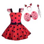 Dressy Daisy Little Girls Polka Dots Ladybug Dress Up Costume with Accessories Birthday Halloween Party Outfit Size 5-6 Red