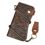 LUUFAN Men's Genuine Leather Long Wallet Chain Wallet Card holder Wallet with Coin Pocket, Tiger, M