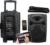 Vocal-Star Portable Karaoke Machine, 2 Wireless Microphones, Bluetooth, 300w Speaker, Records Vocals, AUX, MP3, Rechargeable.