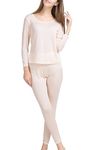 METWAY Women's Silk Long Johns |Silk Thermal Underwear Sets|Winter Silk Long Underwear, Fleshcolor, Large