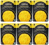 Mina Saffron Rice, Yellow Rice, With Extra Virgin Olive Oil, Ready to Eat, Side Dishes, Microwave Rice, Vegan Protein, Non-GMO, Gluten-Free, Kosher, 8 oz (Pack of 6)