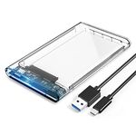 ORICO 2.5" External Hard Drive Enclosure, SATA III to USB Type-C for HDD/SSD - Tool Free Installation, Transparent Design, Supports UASP and up to 4TB [Hard Drive NOT Included]