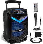 Pyle Portable Bluetooth Karaoke Machine, 1200W Rechargeable Speaker System with 38cm Subwoofer, Mic Input, Party Lights, USB SD Radio, Voice Amplifier, Singing Machine for Kids and Adults