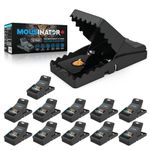 MOUSINATOR Mouse Trap | 12-Pack | Professional Mouse Snap Traps for Indoor & Outdoor Use | Easy to Set | Safe & Reusable | Easy to Clean | Effective Small Mice Catcher